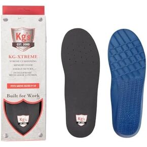 Kg’s KG-Xtreme Cushioned Insoles – Memory Foam Insoles with Arch Support for All Day Comfort, Work Boot Insoles for Men with Intellifresh® Odor Control (Size 10-11)