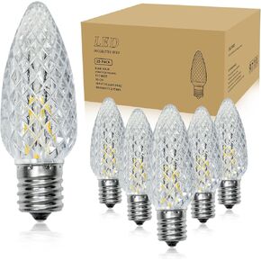 50 حزمة من مصابيح LED C9 لعيد الميلاد، مقاومة للكسر ومقاومة للماء C9 LED لمبات بديلة لعيد الميلاد، 2700K ديكور عيد الميلاد الأبيض الدافئ للاستخدام الداخلي والخارجي، ديكور عطلة قاعدة E17