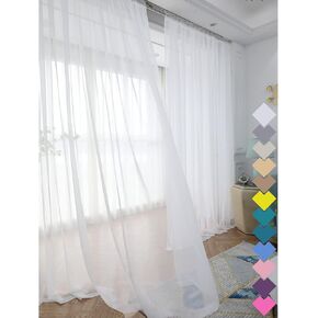 Window White Sheer Curtains 145 Inches Long 2 Panels Sheer White Curtains Clear Curtains Basic Rod Pocket Panel other Beige Grey Purple Pink 63 72 95 108 Inch Bedroom Children Living Room Yard Kitchen