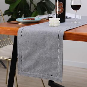 Table Runner 13 x 72 Inch, 100% Polyester Reusable Washable Non-Slip Imitation Linen Fabric Table Runners for Kitchen and Party Decoration (Blue, 13X72 Inch)