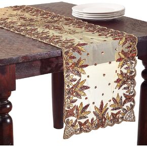 Saro Lifestyle Hand Beaded Runner, Burgundy, 16"x72"