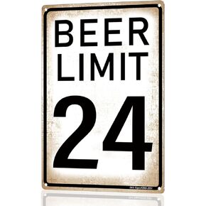 "Beer Limit 24" Funny Bar Sign or Man Cave Decor – Vintage Metal Signs | 12x8″ Durable Aluminum Beer Signs Wall Decorations for Home Bar/Basement/Garage/Mancave, 2351