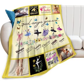 Ballet Blanket Dance Throw Blankets for Girls Christian God Fleece Cozy Flannel Blanket Warm Soft Fuzzy Plush Butterfly Print Blanket for Sofa Bed Gifts for Ballet Lovers Kids Adults 50"x40"