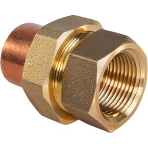 Everflow DDGV0001 1" No Lead Copper Union Fitting with Sweat to Female Threaded Connects