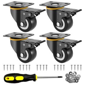 2 Inch Locking Casters Wheels, Heavy Duty Casters, Thickened and Improved Swivel Plate Casters Set of 4 for Furniture, Carts, Garden Potting Tables, Workbenches DIY