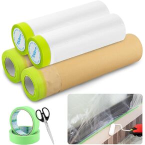 ورق إخفاء، 6 لفات من ورق ومقص لاصق مسبقًا، أفضل شريط وستائر للسيارات، ورق رسام الشريط والستائر، لتغطية الحواف والإطارات والسيارات وجسم السيارة in Kuwait