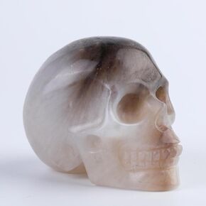 2.4" Natural Greyish White Crystal Skull Hecate Statues Skull Carved Quartz Crystal Healing Reiki Healing
