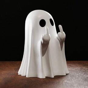 1Pcs Middle Finger Cute Ghost Statue Figurine Mini Ghosts Small Scary Ghost Figurines, Spooky Halloween Home Resin Ghost Statue Decorations Coffee Table Centerpieces Shelf Mantel Display Ornaments