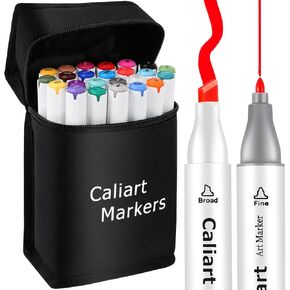 Caliart 121 Colors Artist Alcohol Markers Dual Tip Art Markers Twin Sketch Pens Permanent Alcohol Based Markers with Case for Adult Kids Halloween Coloring Drawing Sketching Card Making Illustration