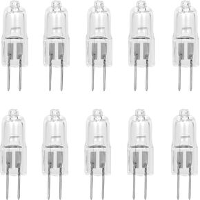 10 Pack Crystal Clear LENSE 10 Watt AC DC 12V Capsule T3 Light Bulb Replacement JC G4 2 Pin Base Halogen Kitchen Table Pendant Lamp 12 Volt 10W Bi-Pin Warm Clear Bright White Landscape Desk Lighting