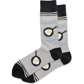 Hot Sox Mens Look on the Sunny Side Crew Socks, 10-13, Grey Heather