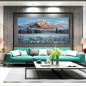 KLAKLA Canvas Wall Decor - Blue Dandelion Wall Art for Living Room Bedroom Natural Botanical Landscapes Framed Picture Artwork for Wall