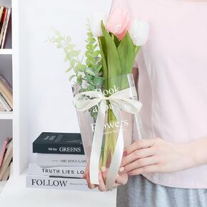 Clear Book Vase Acrylic Transparent Book Flower Vase Desktop Vase Flowers Aesthetic Room Decor Artistic Decorative Vase Floral Decorations Home(CleareW, No Flower)