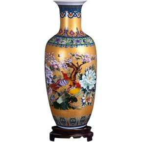 Jingdezhen Large Ceramic Floor Vase,Flower Vase Handmade Home Decorative Vase,Height 18.11"(46cm),Golden