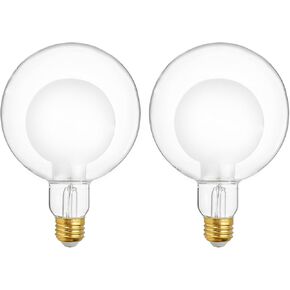 FLSNT G125 Decorative Dimmable Globe LED Edison Bulbs, 2700K Soft White, 7W(40W Equivalent), 400LM, E26 Medium Base, CRI90, Frosted Glass Finishing