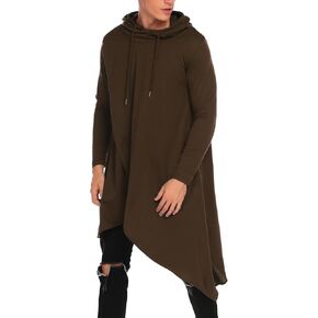 COOFANDY Men's Hooded Poncho Cape Cloak Casual Asymmetric Hem Hoodie Sweatshirts