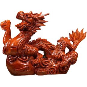 Wooden Chinese Dragon Statue Small Dragon Figures 2024 Year of The Dragon Feng Shui Figurines Zodiac Dragon Figurines Sculpture for Luck Success 1 Pc