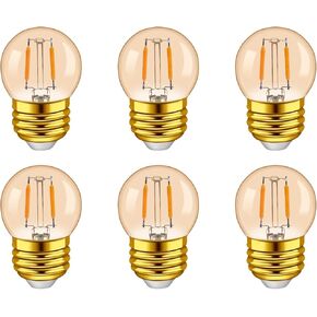 G40 E26 1W Low Wattage LED Vintage Bulbs Small Globe Nightlight 10 Watt Edison Style Bulb, 2700K Warm White Non Dimmable 6Pack