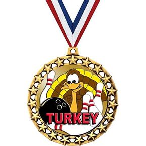 Bowling Medal, 2 1/2" Galaxy Star Bowling Turkey Medals, Great Bowling Awards Prime