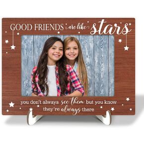 Wooden Picture Frame with Stand, Sunflower Tabletop Picture Frame, Home Decor Desk Friendship Besties Women Girls Gift, Forever Friends, 4x6 Inches Photo Horizontal Display -20
