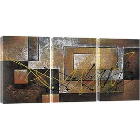 Pyradecor Modern 3 Piece Canvas Prints Abstract Brown Landscapes Pictures Paintings on Canvas Wall Art Work for Living Room Bedroom Kitchen Home Decorations