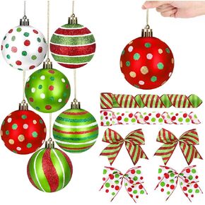 Christmas Tree Decorations, 12 Pcs 2.4 Inch Plastic Christmas Tree Balls Ornaments Set