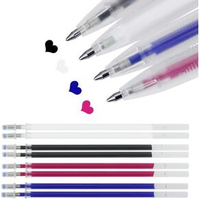 BUZIFU 4 Colors Heat Pens Heat Erasable Pens Fabric Marking Pens Auto-Vanishing Pen Sewing Pens with 8 Pieces Replaceable Pen Refills for Sewing, Quilting and Dressmaking,4 Pen Set
