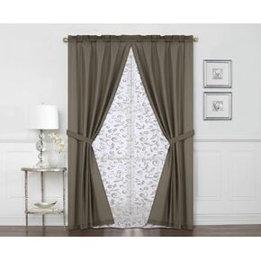 Casa Violet, 84" Window Curtain Panel 6-Piece Set