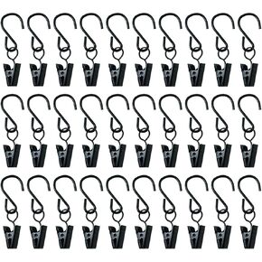 30PCS Metal Hanging Party Light Clip Camping Tent Clip Photo Small Clip Curtain Clip Black Background Clip Suitable for Hanging Camping Light String Towel Crafts