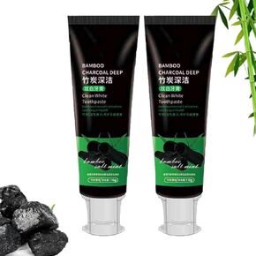 2PCs Bamboo Charcoal Toothpaste,Bamboo Charcoal Deep Toothpaste, Bamboo Charcoal Teeth Toothpaste,Fresh Breath and Teeth Stain Removing,Activated Carbon Toothpaste Deep Clean Toothpaste