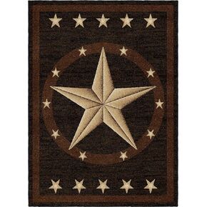 Rustic Lodge, Texas Star Area Rug, 2'3" W x 7'7" L, Black 3683