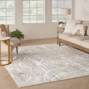Nourison Glam Abstract Ivory/Multi 7'10" x 9'10" Area -Rug, Easy -Cleaning, Non Shedding, Bed Room, Living Room, Dining Room, Kitchen (8x10)