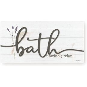 Bath Unwind And Relax With Lavendar Blooms Rustic Wood Wall Sign 9x18
