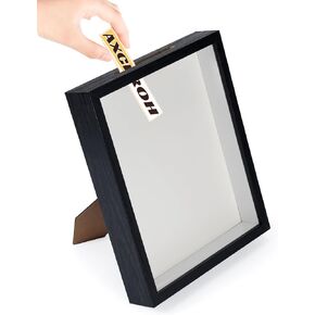8"x 8" Shadow Box Frame Display Case with Slot, MDF & Plexiglass, DIY 3D Travel Memorabilia Crafts Tickets Photos Dry Flowers Awards Medals Shells Piggy Bank, White