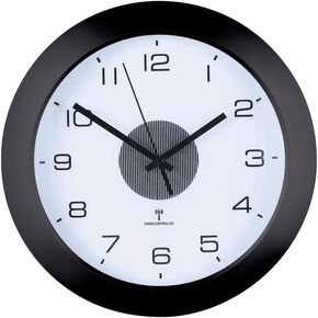 Collections Etc Split-Second Precision Atomic Wall Clock with Light - Radio-Controlled, Cordless, Easy-to-Read Numbers - Automatic Adjusting for Daylight Savings - 12" Dia x 2.25" H