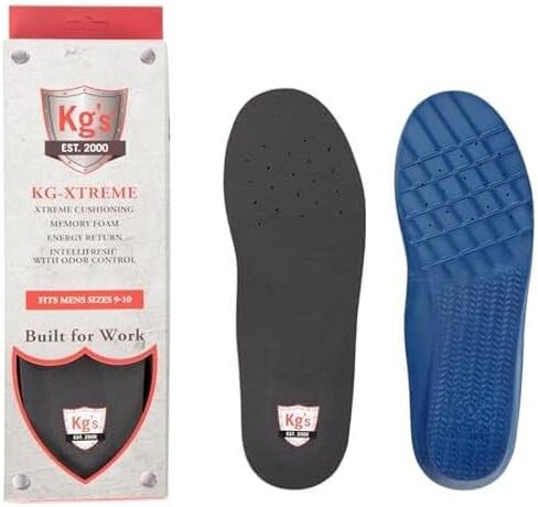 Kg’s KG-Xtreme Cushioned Insoles – Memory Foam Insoles with Arch Support for All Day Comfort, Work Boot Insoles for Men with Intellifresh® Odor Control (Size 10-11) in Saudi Arabia