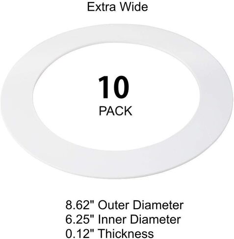 5 Pack Gloss White Goof Trim Ring for 8" Inch Recessed Can Lighting Down Light, Outer Diameter 8.6 Inches, Inner Diameter 6.2 Inches in Saudi Arabia