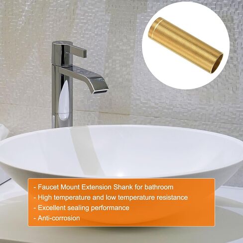 uxcell 1 Pcs 3.94 x 1.24 Inch Faucet Mount Extension Shank, Brass Faucet Fittings, Faucet Lengthen Fixed Foot for Bathroom, Kitchen, Yellow in Saudi Arabia