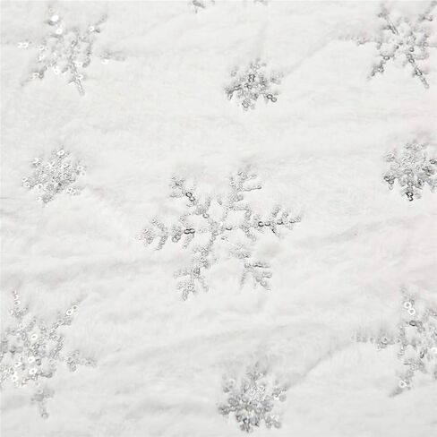 Faux Fur Christmas Table Runner with Silver Sequin Snowflakes, White Super Soft Thick Luxury Table Decoration for Holiday Xmas,15x70 Inch in Kuwait