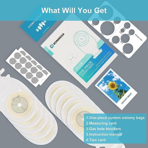 20 PCS Colostomy Bags,One Piece Ostomy Pouches with Exhaust and Deodorising Holes Closure for Ileostomy Stoma Care, Ostomy Supplies in Saudi Arabia