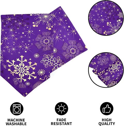 ALAZA Double-Sided Winter Violet Purple with Gold Snowflakes Christmas Table Runner 14x108 Inches Long,Table Cloth Runner for Wedding Birthday Party Kitchen Dining Home Everyday Decor in Saudi Arabia