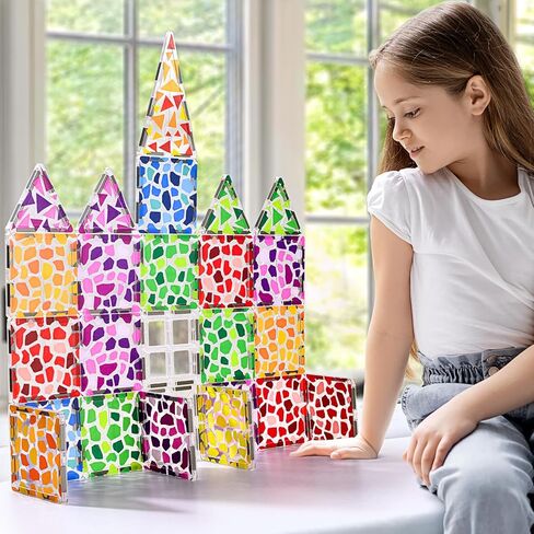 Veneibe Magnetic Tiles Animal for Toddler, Magnet Tiles Building Toys Set, Prairie World Pretend Play Game, Assembly Structure, Preschool STEM Toy for Kids Age 1-3 3-5 4-6 in Kuwait