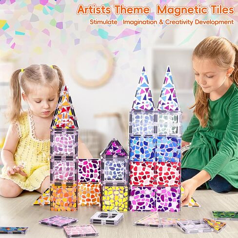 Veneibe Magnetic Tiles Animal for Toddler, Magnet Tiles Building Toys Set, Prairie World Pretend Play Game, Assembly Structure, Preschool STEM Toy for Kids Age 1-3 3-5 4-6 in Kuwait