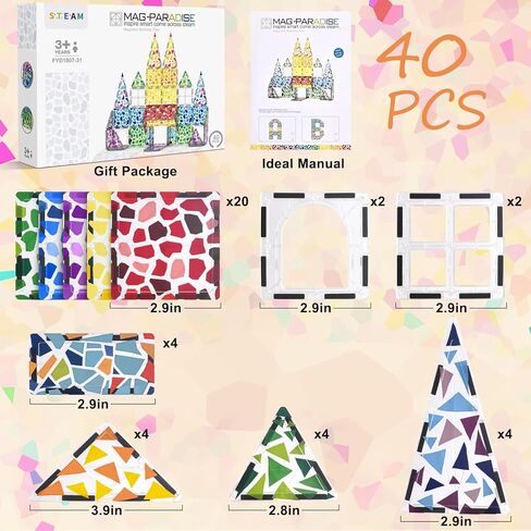 Veneibe Magnetic Tiles Animal for Toddler, Magnet Tiles Building Toys Set, Prairie World Pretend Play Game, Assembly Structure, Preschool STEM Toy for Kids Age 1-3 3-5 4-6 in Kuwait