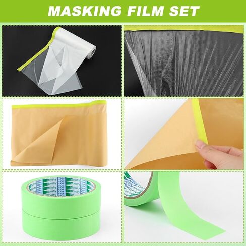 ورق إخفاء، 6 لفات من ورق ومقص لاصق مسبقًا، أفضل شريط وستائر للسيارات، ورق رسام الشريط والستائر، لتغطية الحواف والإطارات والسيارات وجسم السيارة in Kuwait