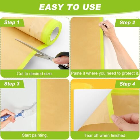 ورق إخفاء، 6 لفات من ورق ومقص لاصق مسبقًا، أفضل شريط وستائر للسيارات، ورق رسام الشريط والستائر، لتغطية الحواف والإطارات والسيارات وجسم السيارة in Kuwait