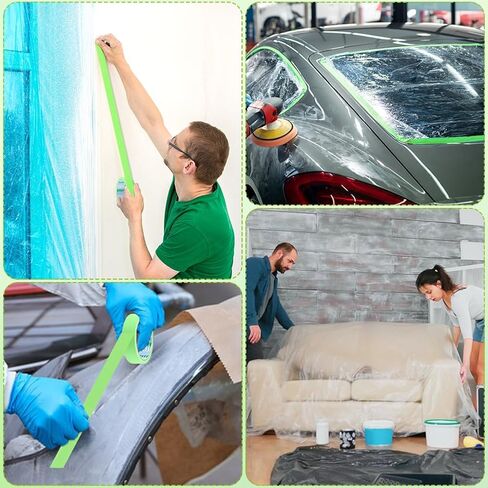 ورق إخفاء، 6 لفات من ورق ومقص لاصق مسبقًا، أفضل شريط وستائر للسيارات، ورق رسام الشريط والستائر، لتغطية الحواف والإطارات والسيارات وجسم السيارة in Kuwait