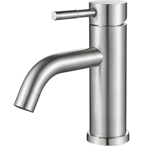 Single Hole Bathroom Sink Faucet Matte Black, Modern Single Handle Bathroom Faucet Commercial Stainless Steel Basin Faucet with Drain in Kuwait
