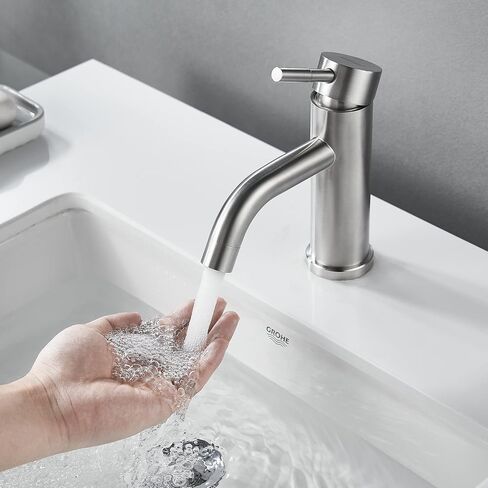 Single Hole Bathroom Sink Faucet Matte Black, Modern Single Handle Bathroom Faucet Commercial Stainless Steel Basin Faucet with Drain in Kuwait