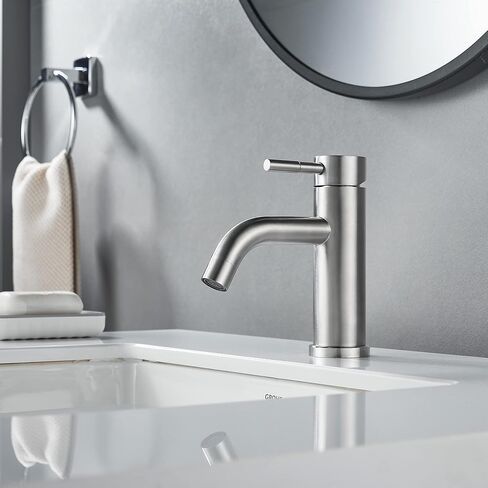Single Hole Bathroom Sink Faucet Matte Black, Modern Single Handle Bathroom Faucet Commercial Stainless Steel Basin Faucet with Drain in Kuwait